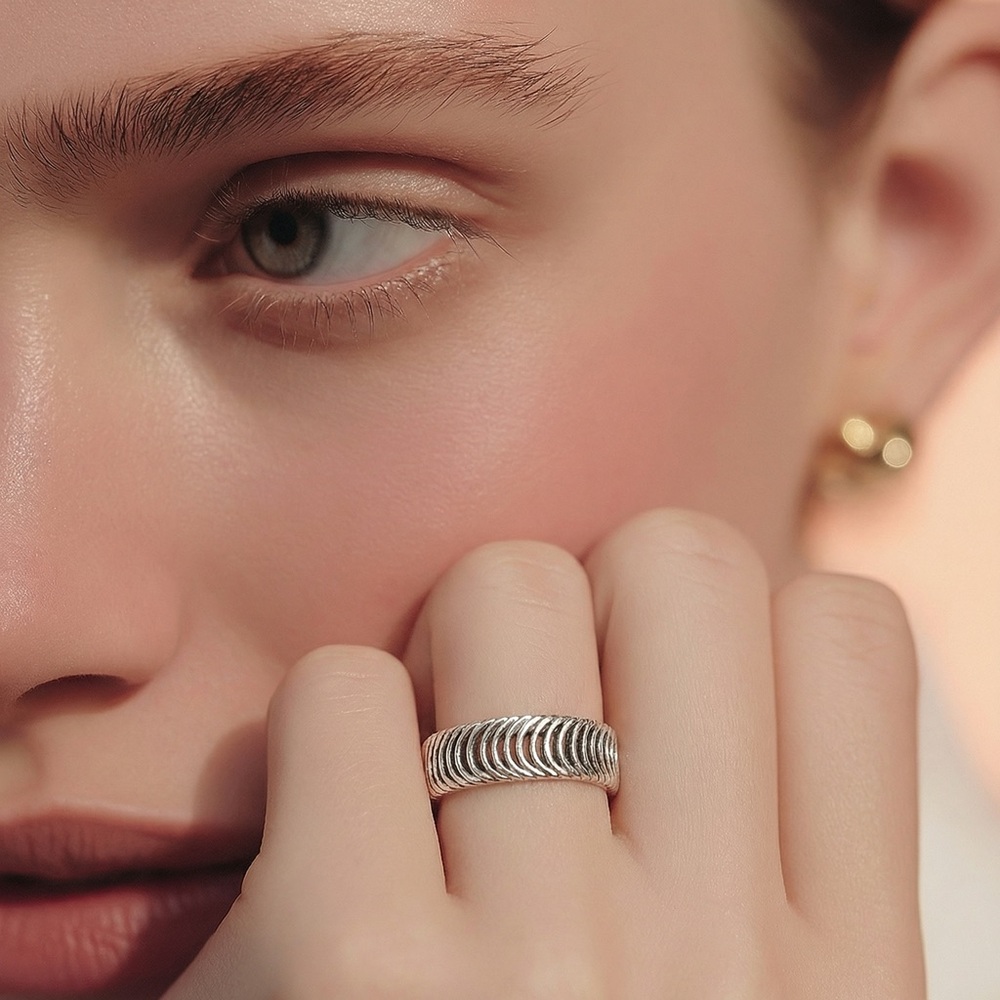 Estate Sterling Silver Mesh Cutout Ring